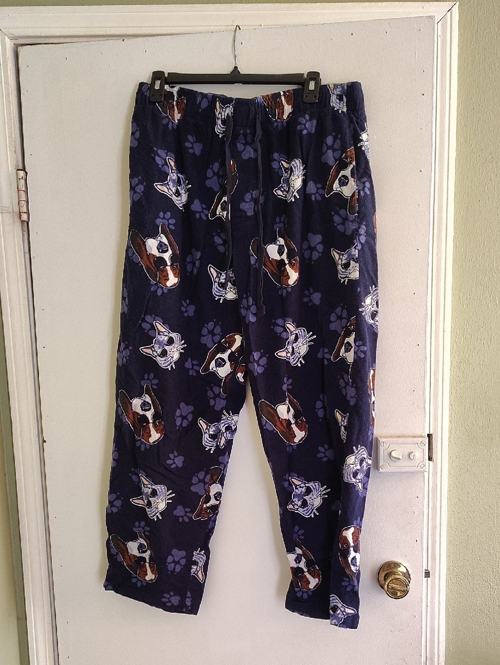Navy Blue Dog and Cats Print Lounge Pants